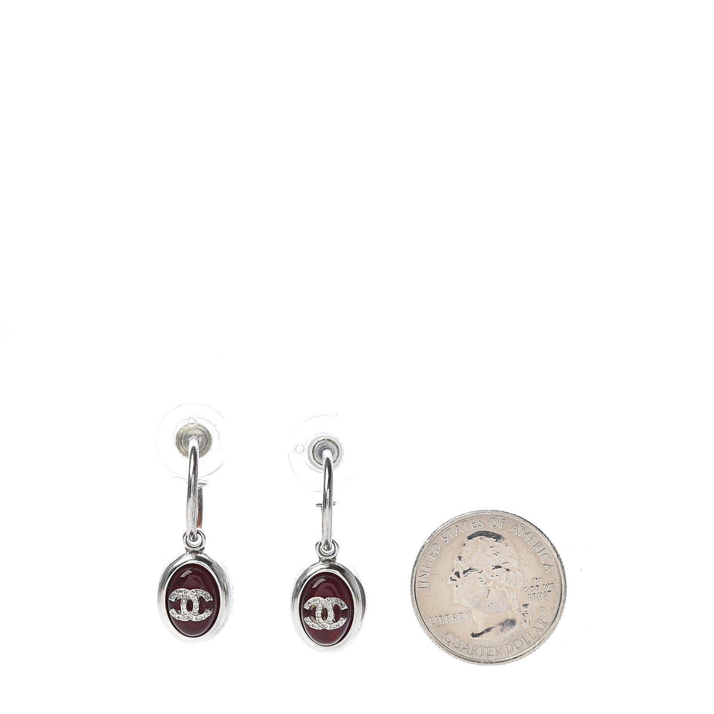 Gripoix Poured Glass CC Dangle Earrings Silver