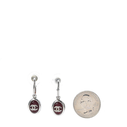 Chanel Gripoix Poured Glass CC Dangle Earrings Silver 2 of 6