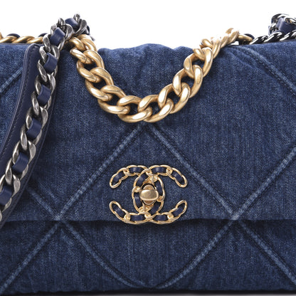 Chanel Denim Quilted Medium 19 Flap Blue 9 of 10