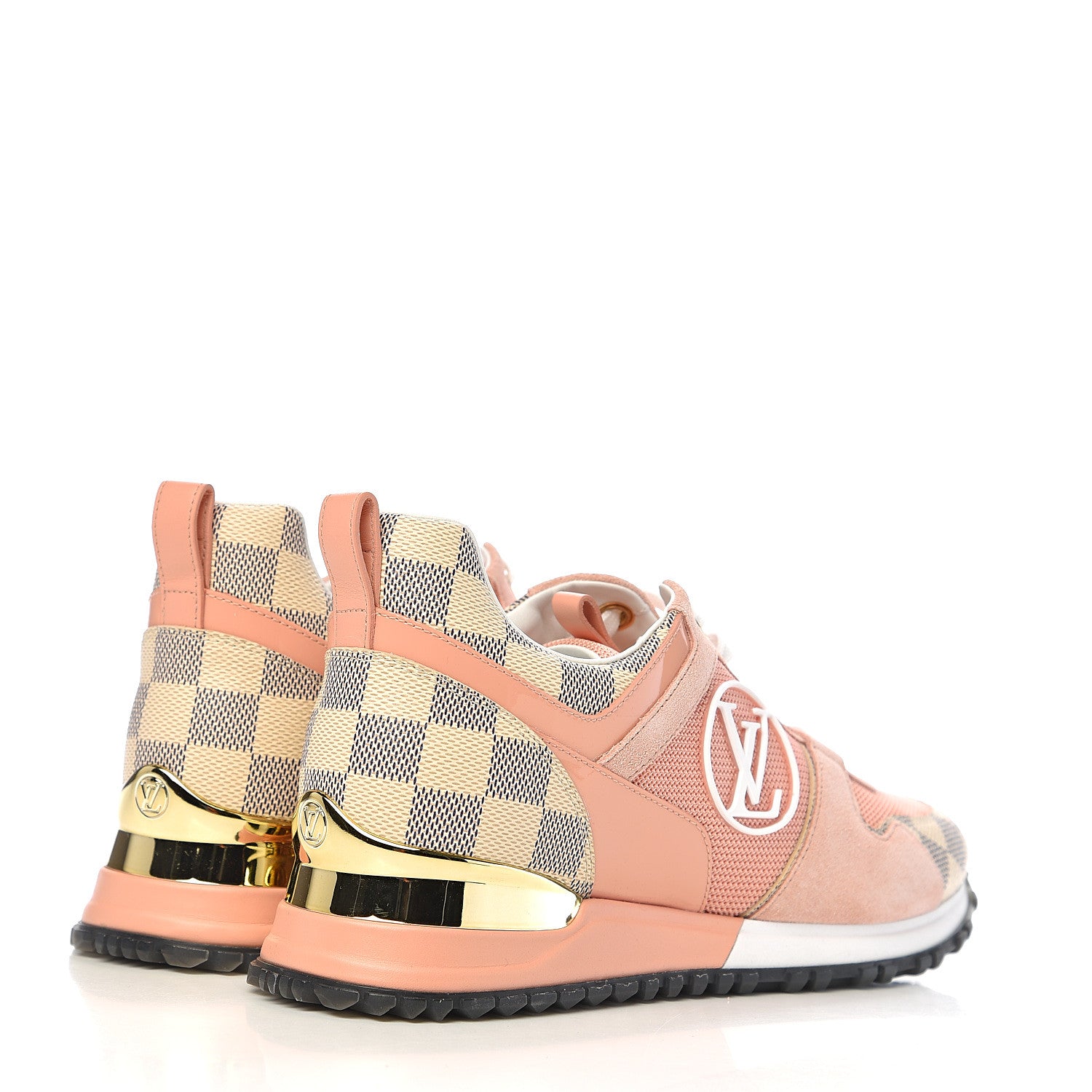 Louis Vuitton Suede Damier Azur Run Away Sneakers 37 Pink 4 of 9