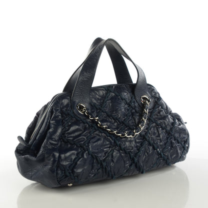 Chanel Calfskin Ultra Stitch Bowler Navy 3 of 9