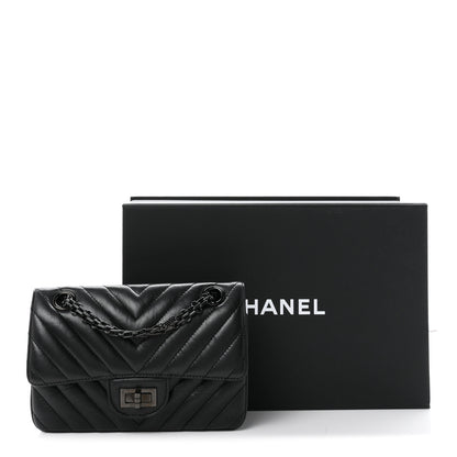 Chanel Aged Calfskin Chevron Quilted 2.55 Reissue Mini Flap So Black 11 of 11