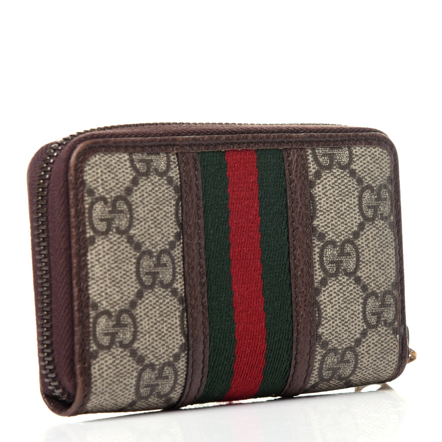 Gucci GG Supreme Web Ophidia Zip Around Card Case Brown 3 of 9