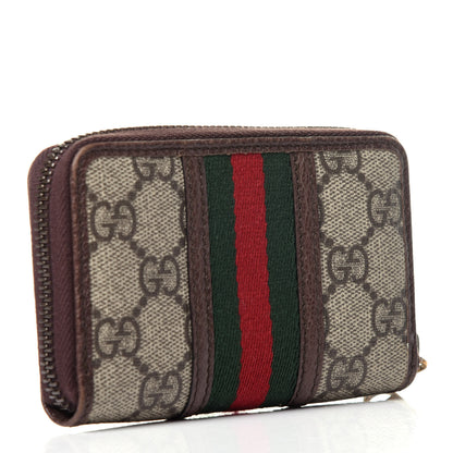 Gucci GG Supreme Web Ophidia Zip Around Card Case Brown 3 of 9