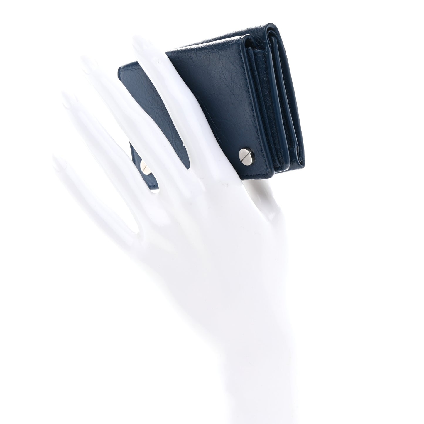 Agneau Arena Tri-Fold Card Case  Bleu Profond