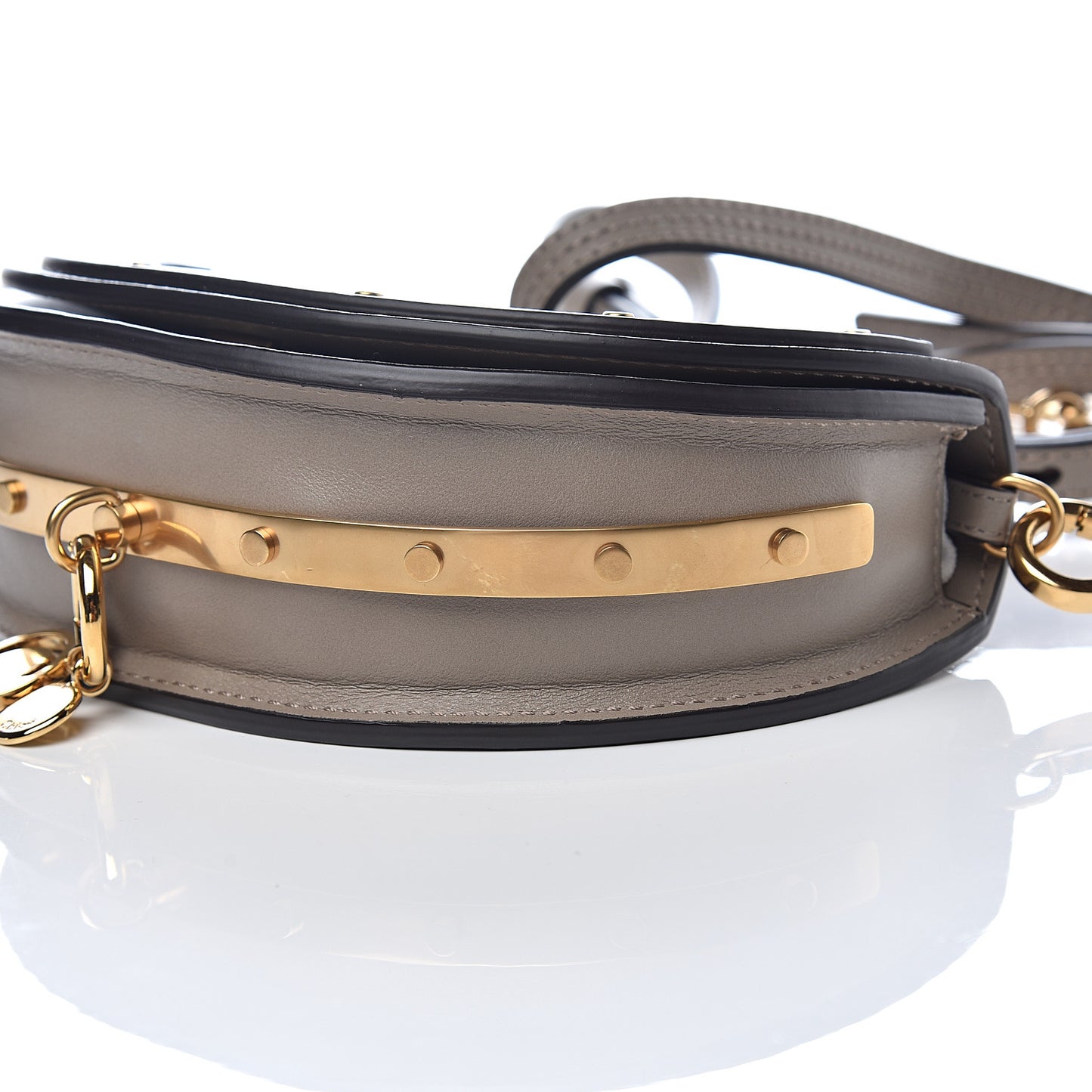 Calfskin Small Nile Bracelet Minaudiere Bag Motty Grey