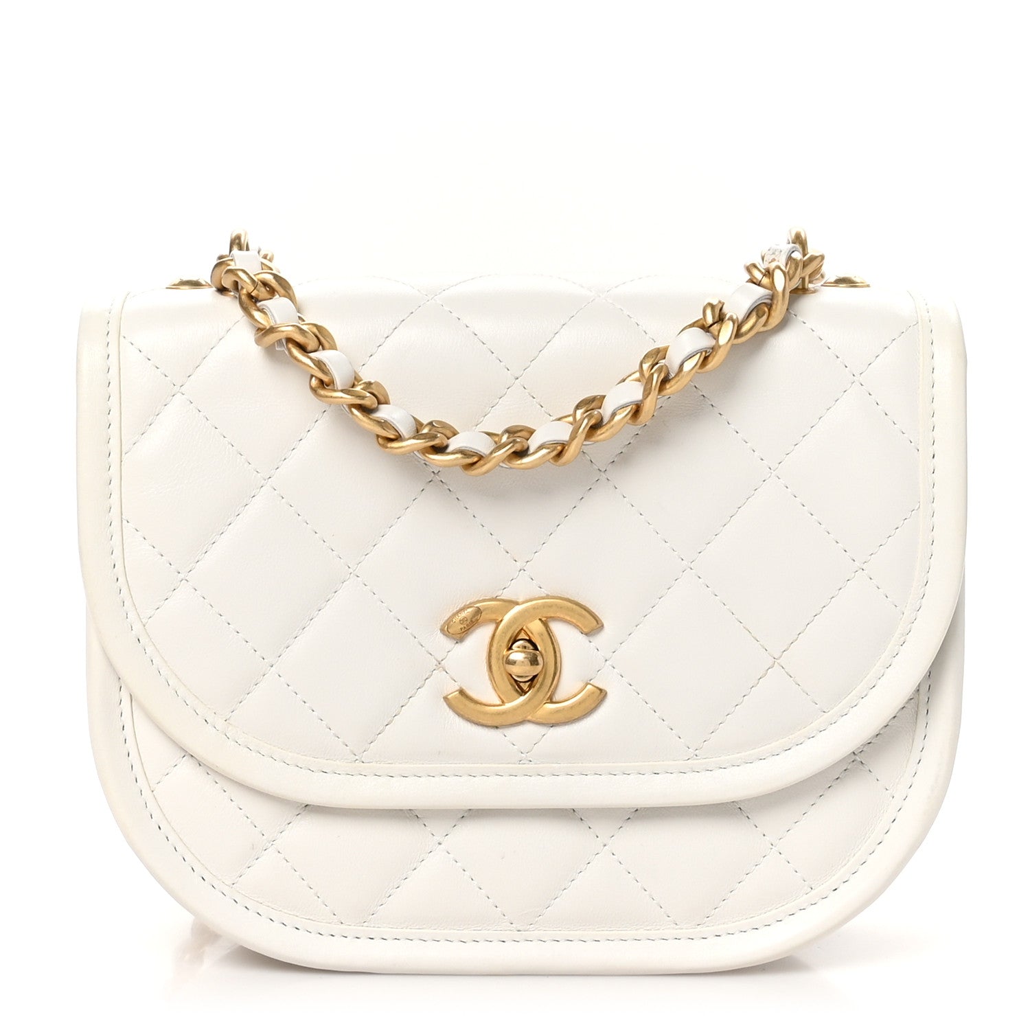 Chanel Lambskin Quilted Small Messenger Flap White 1 of 10