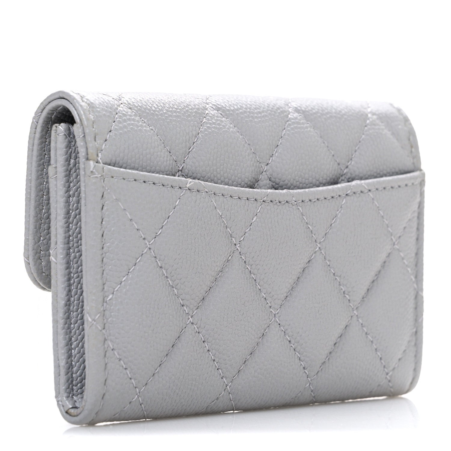 Chanel Caviar Quilted Flap Card Holder Wallet Grey 3 of 8