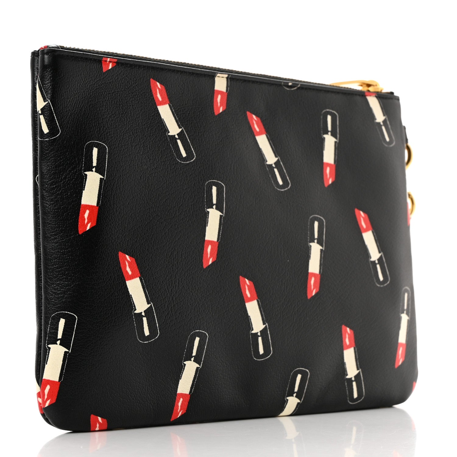 Saint Laurent Calfskin Lipstick Print Monogram Pouch Black 3 of 7