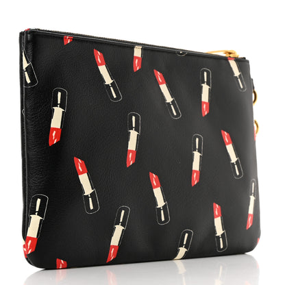 Saint Laurent Calfskin Lipstick Print Monogram Pouch Black 3 of 7