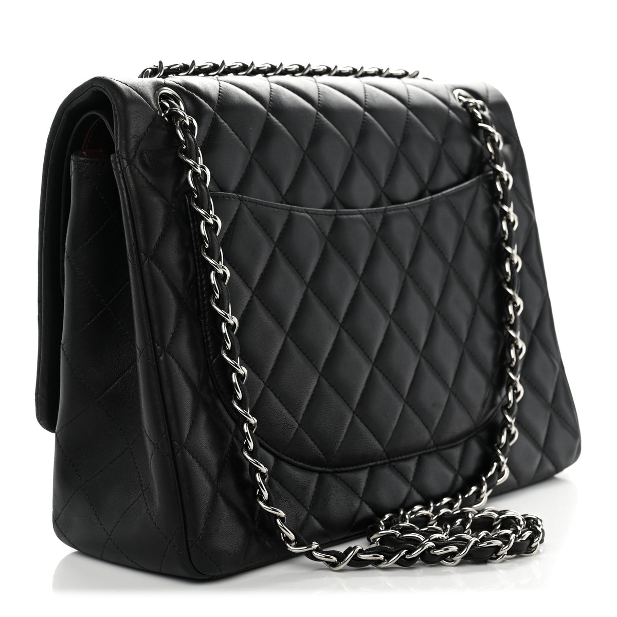 Lambskin Quilted Maxi Double Flap Black