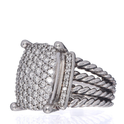 David Yurman Sterling Silver Diamond 16mm Wheaton Ring 52 6 3 of 5