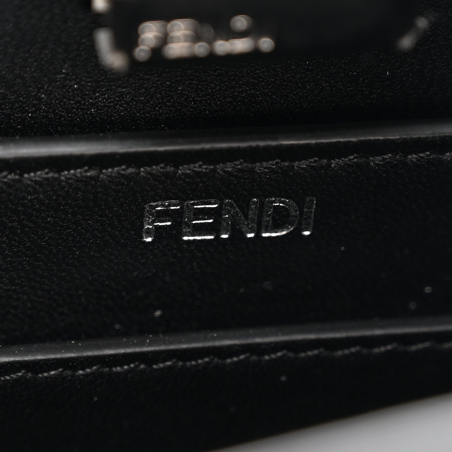Fendi Vitello Seta Shiny Nappa Logo Embossed Laces Small Peekaboo I SEE U Satchel Black 6 of 13
