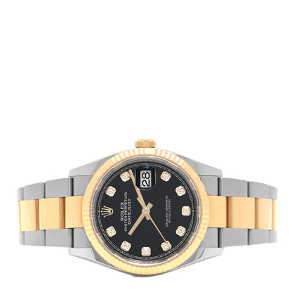 Rolex Stainless Steel 18K Yellow Gold Diamond 36mm Oyster Perpetual Datejust Watch Black 126233 2 of 4