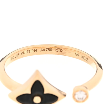 Louis Vuitton 18K Yellow Gold Diamond Black Onyx Mini Color Blossom Star Ring 54 7 4 of 5