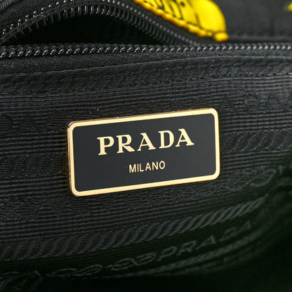 Prada Tessuto Nylon Saffiano Floral Print Tote Yellow Multicolor 6 of 11