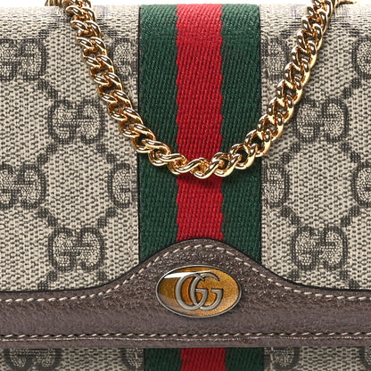 Gucci GG Supreme Monogram Web Ophidia Wallet On Chain Brown 8 of 10