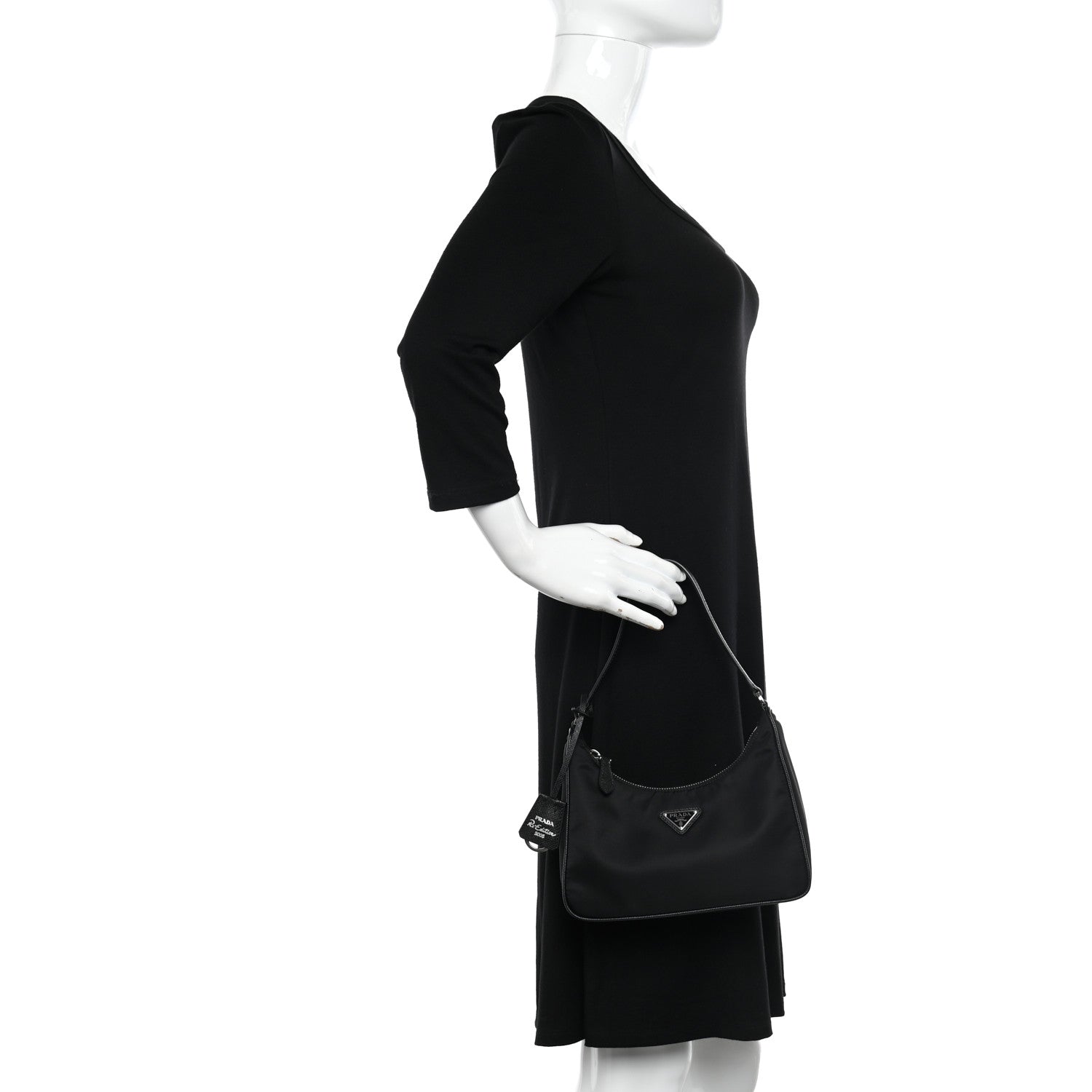 Prada Tessuto Nylon Saffiano Mini Re-Edition 2005 Bag Black 2 of 9