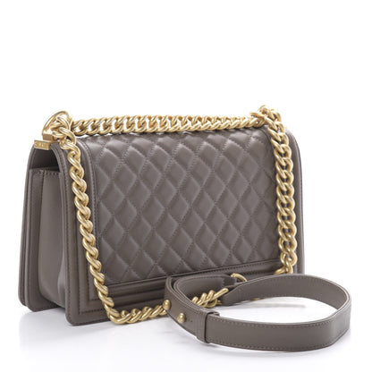 Chanel Lambskin Quilted Medium Boy Flap Khaki 3 of 13