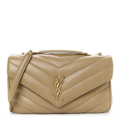 Saint Laurent Lambskin Chevron Quilted Medium Loulou Tan 1 of 13