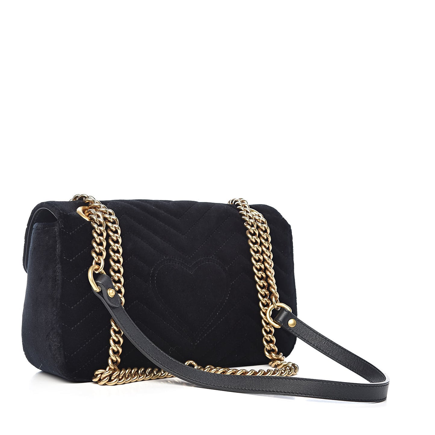 Velvet Matelasse Marquise Crystals Embroidered Small GG Marmont Shoulder Bag Black