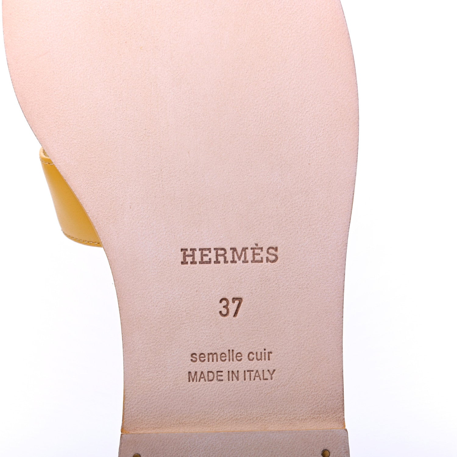 Hermes Calfskin Oran Sandals 37 Jaune Citron 6 of 9