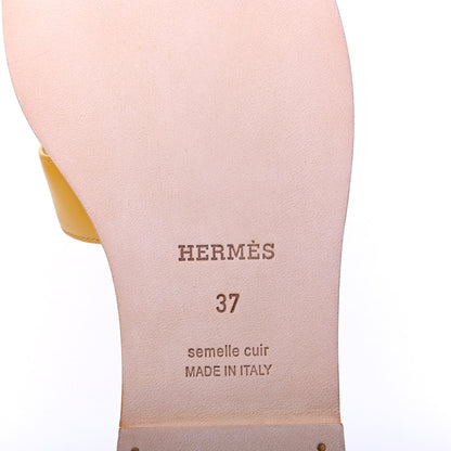 Hermes Calfskin Oran Sandals 37 Jaune Citron 6 of 9