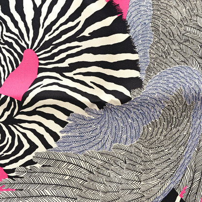 Hermes Silk Carre Zebra Pegasus Nano Scarf 20 Rose Bonbon Black White 2 of 4