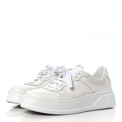 Gucci Calfskin GG Tennis Embossed Perforated Womens Platform 55mm Sneakers 39 Great White 3 of 9