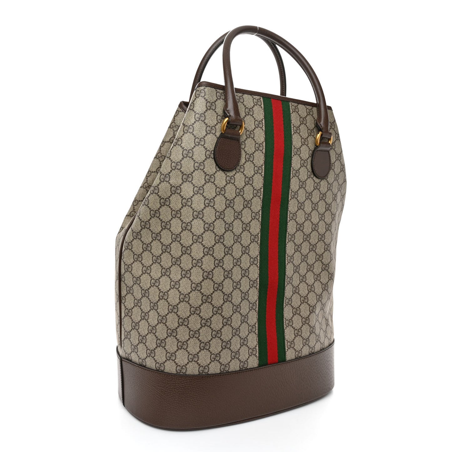 GG Supreme Monogram Textured Dollar Calfskin Web Savoy Duffle Bag Beige Ebony