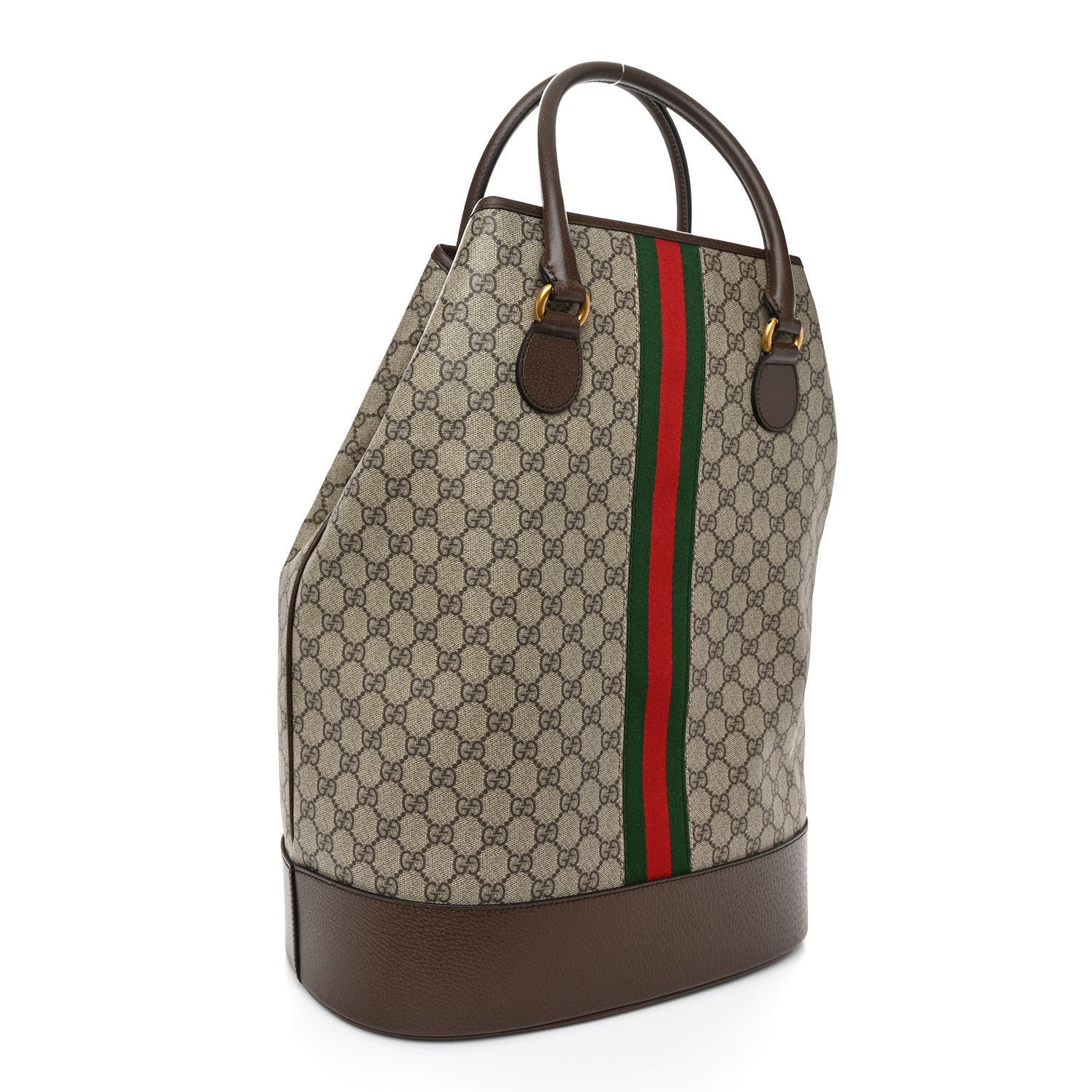 Gucci GG Supreme Monogram Textured Dollar Calfskin Web Savoy Duffle Bag Beige Ebony 3 of 9