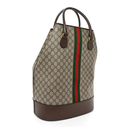 Gucci GG Supreme Monogram Textured Dollar Calfskin Web Savoy Duffle Bag Beige Ebony 3 of 9