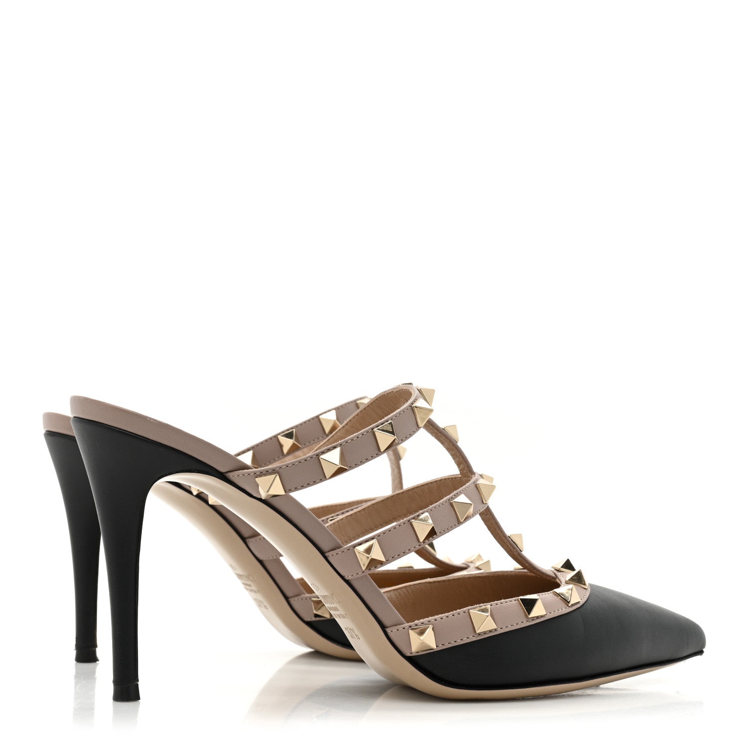 Valentino Garavani Nappa Rockstud 90mm Cage Mules 37.5 Black Poudre 4 of 10