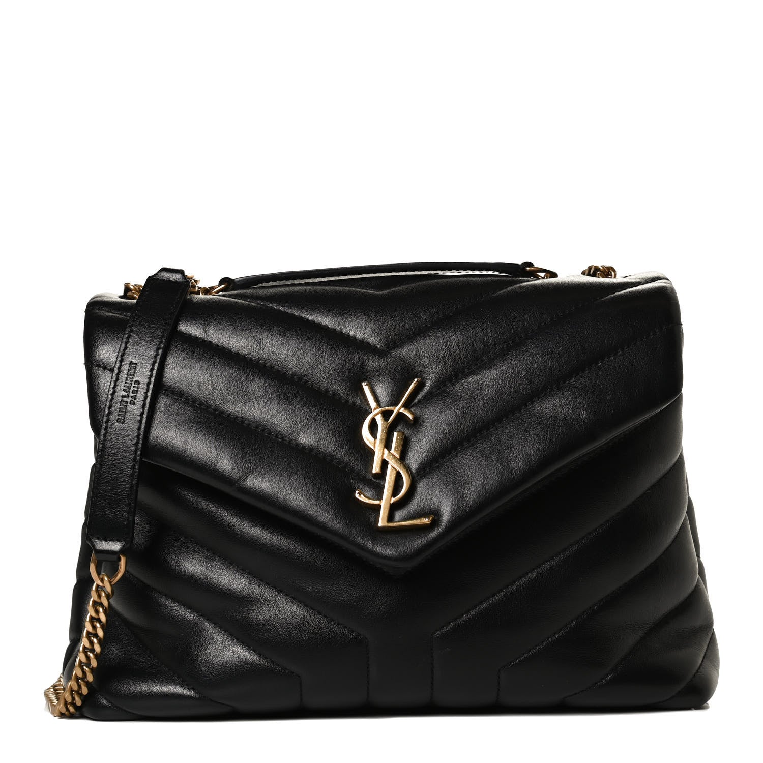 Saint Laurent Calfskin Y Quilted Monogram Small Loulou Chain Satchel Black 1 of 11