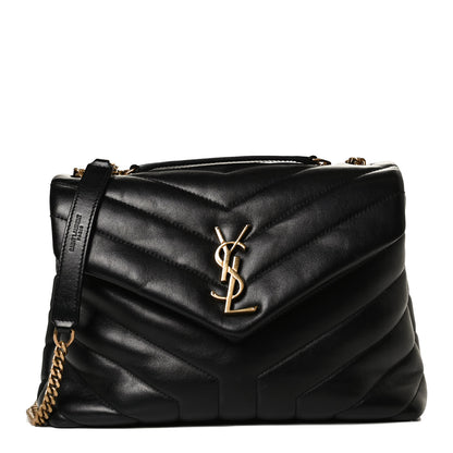 Saint Laurent Calfskin Y Quilted Monogram Small Loulou Chain Satchel Black 1 of 11