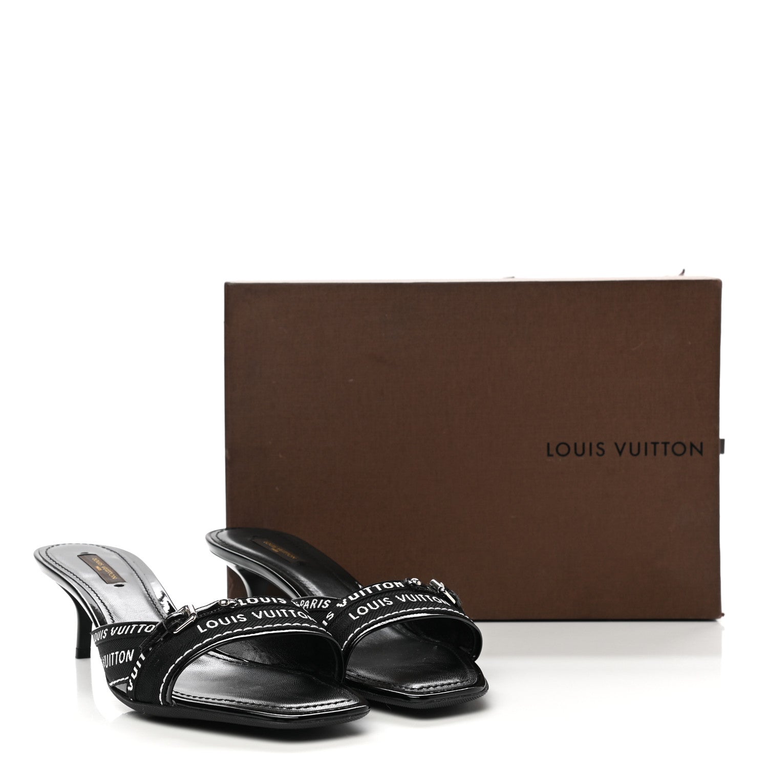 Louis Vuitton Patent Jacquard Open Toe Mule 40 Black 11 of 11