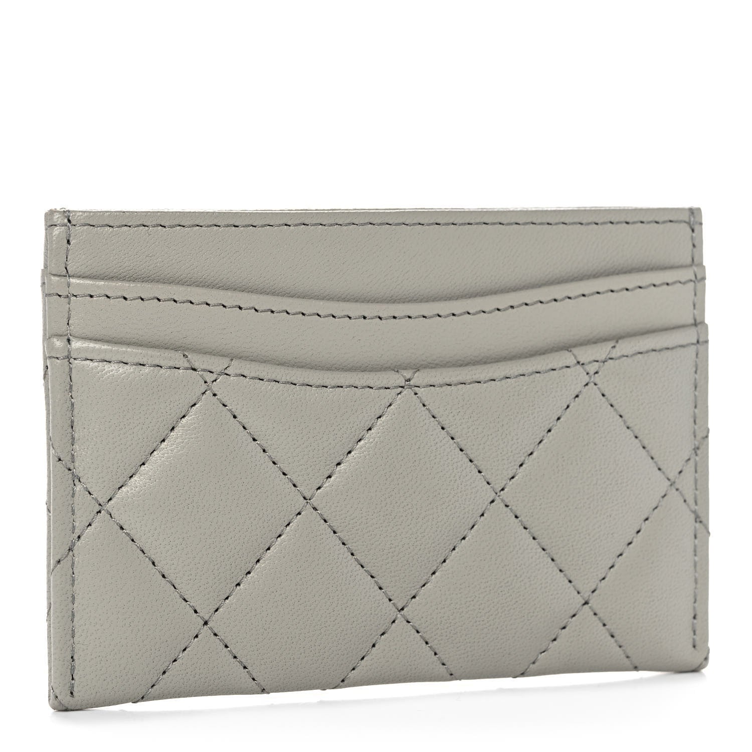 Chanel Lambskin Quilted Card Holder Grey 3 of 10
