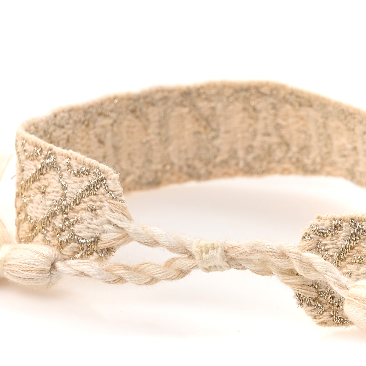 Christian Dior Woven Cotton J'Adior Friendship Bracelet Set White Gold 5 of 5