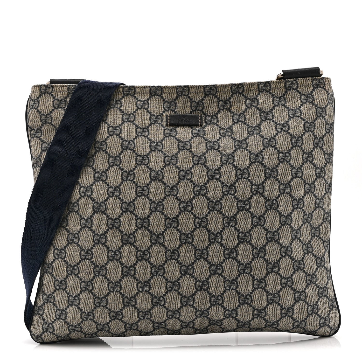 Gucci GG Plus Monogram Large Flat Messenger Bag Beige Blue 1 of 13