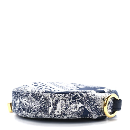 Christian Dior Technical Fabric Embroidered Toile De Jouy DiorTravel Round Coin Purse Blue 9 of 11