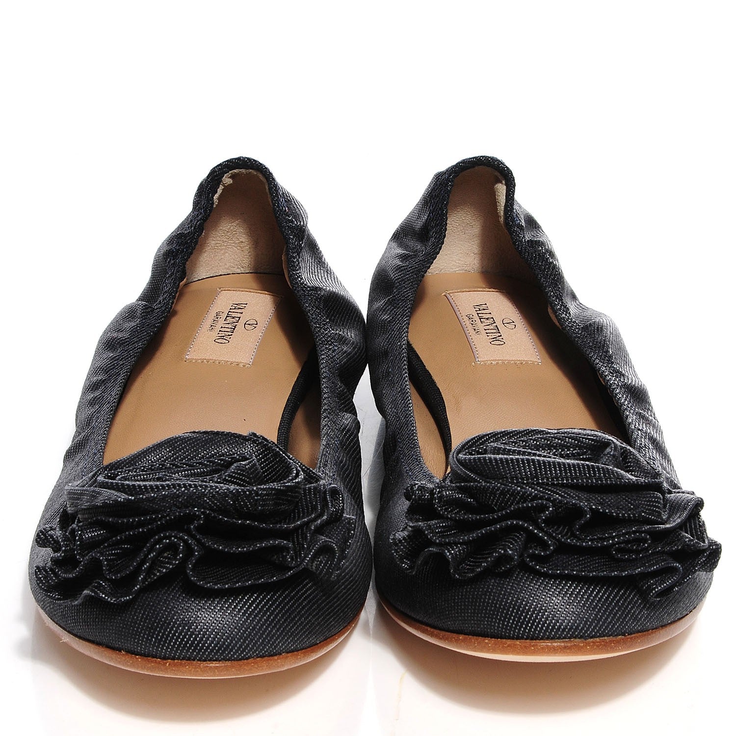 Valentino Garavani Denim Petale Ballerina Flats 39 Black 2 of 7