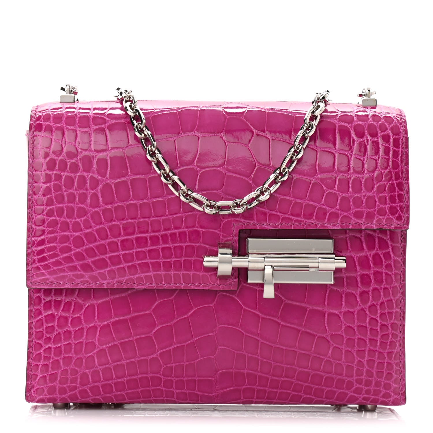 Hermes Shiny Alligator Mini Verrou Chaine Bag Rose Scheherazade 1 of 11