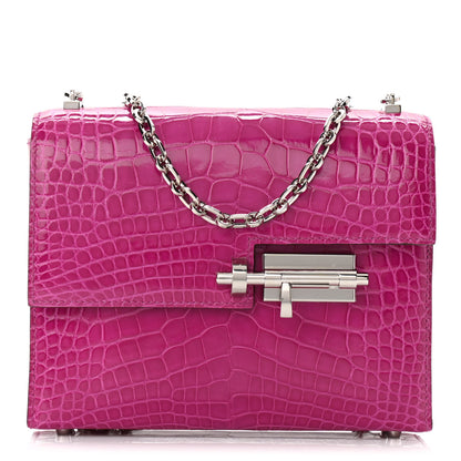 Hermes Shiny Alligator Mini Verrou Chaine Bag Rose Scheherazade 1 of 11
