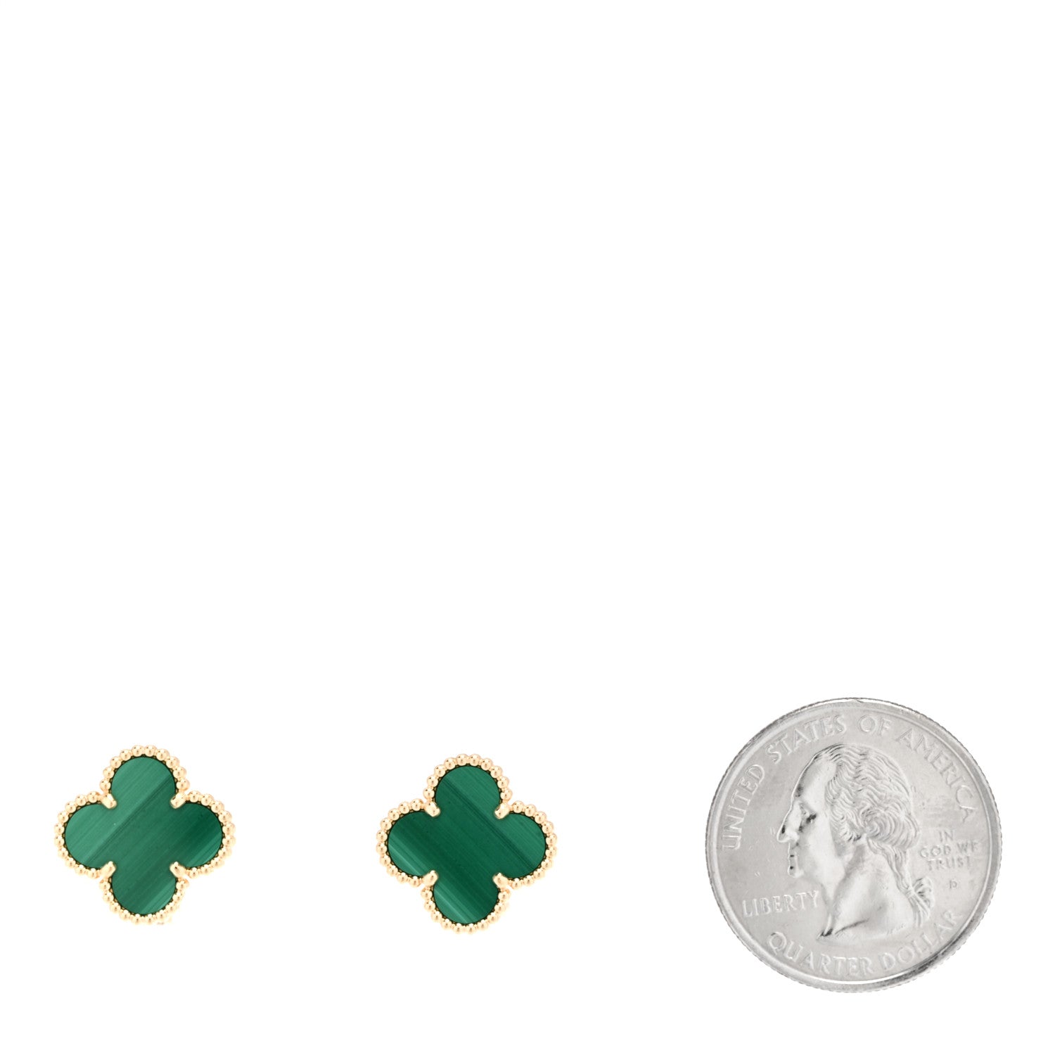 Van Cleef & Arpels 18K Yellow Gold Malachite Vintage Alhambra Earrings 2 of 5