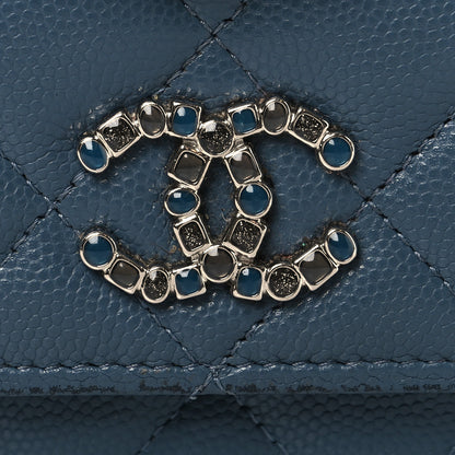 Chanel Shiny Caviar Quilted Enamel CC Wallet On Chain WOC Blue 9 of 12
