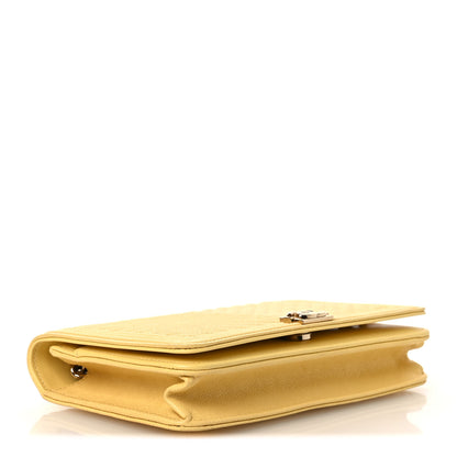 Chanel Caviar Chevron Quilted Boy Wallet On Chain WOC Yellow 4 of 14