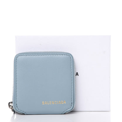 Balenciaga Calfskin Logo Zip Coin Purse Bleu 7 of 7
