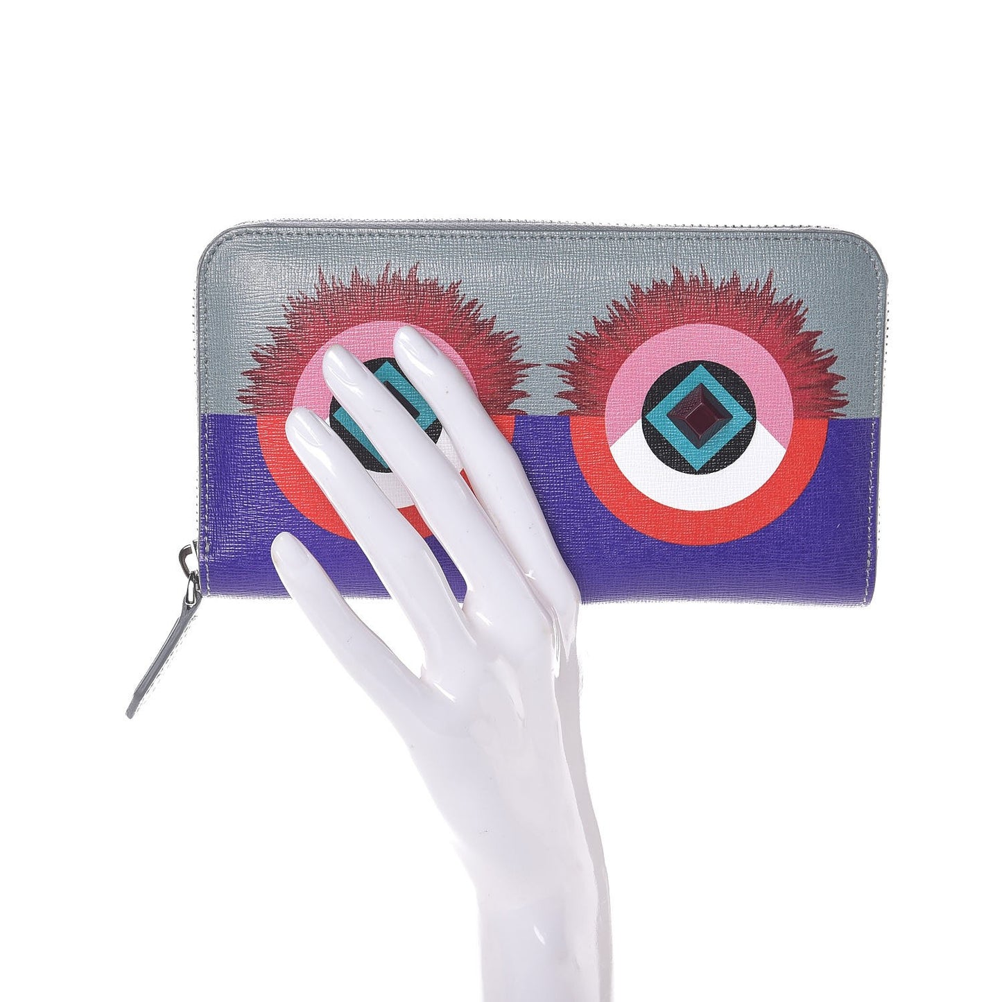 Vitello Elite Studded Hypnoteyes Zip Around Wallet Polvere Multicolor