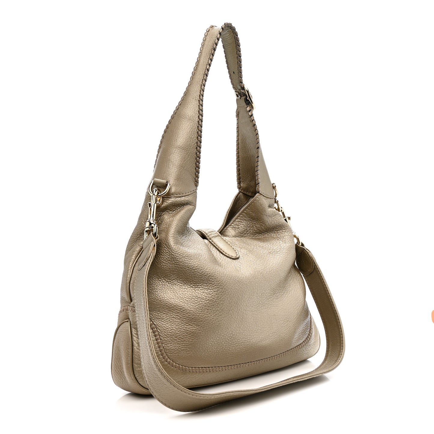 Metallic Pebbled Calfskin Medium New Jackie Hobo Gold