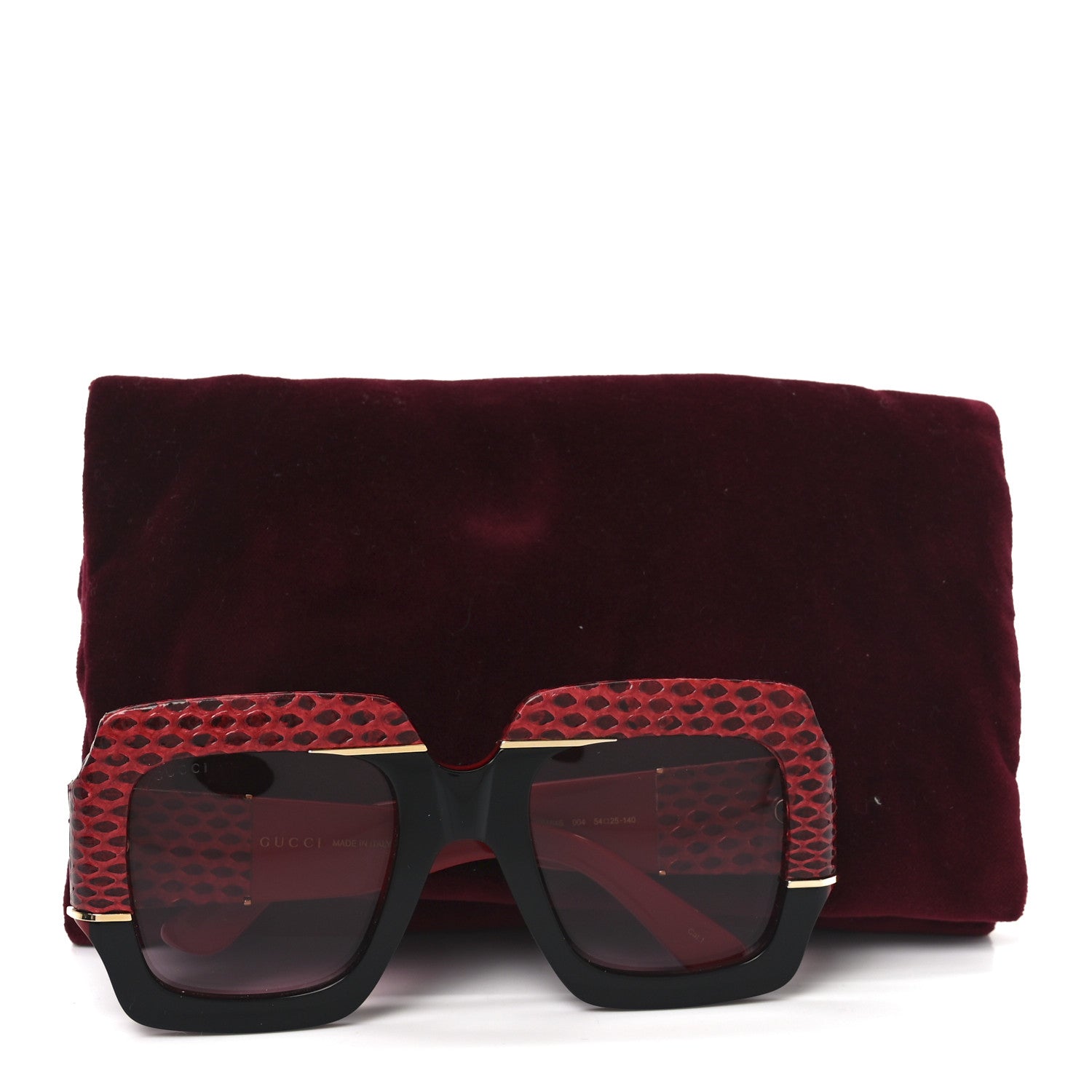 Gucci Snakeskin Acetate Square Sunglasses GG0484S Black Red 13 of 13
